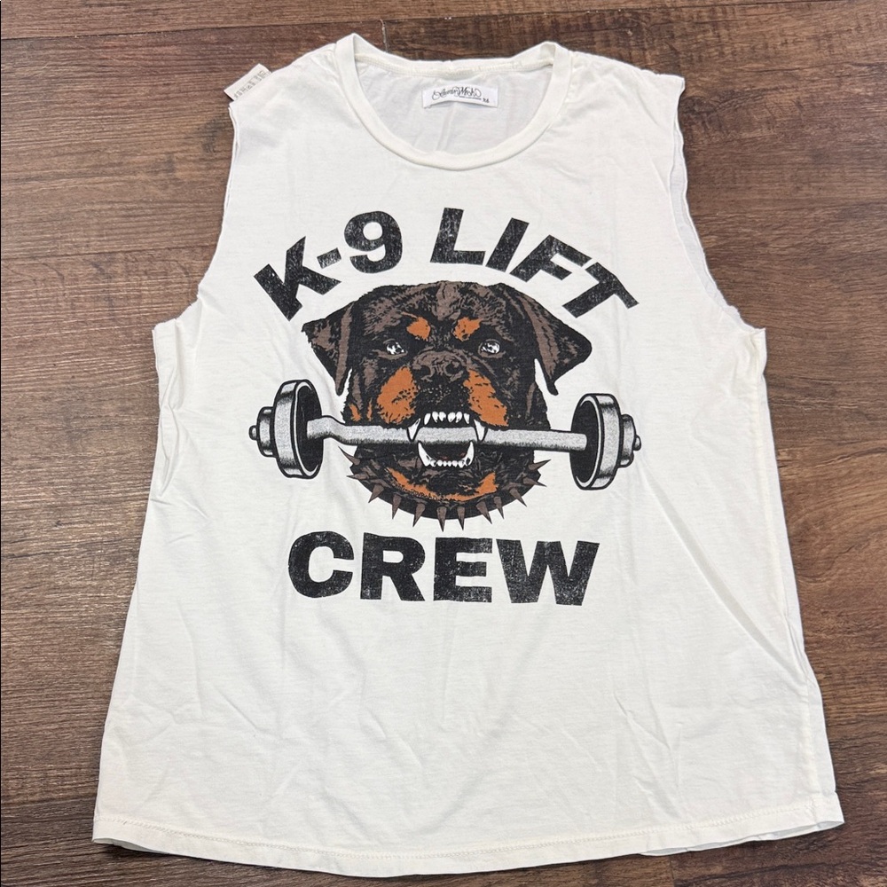 Lauren Moshi White K-9 Lift Crew Muscle Tee new with tags